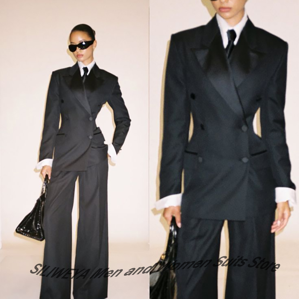 Women'S Formal Wear Jackets - Profesyonel Kadın Siyah Kruvaze Takım Elbise