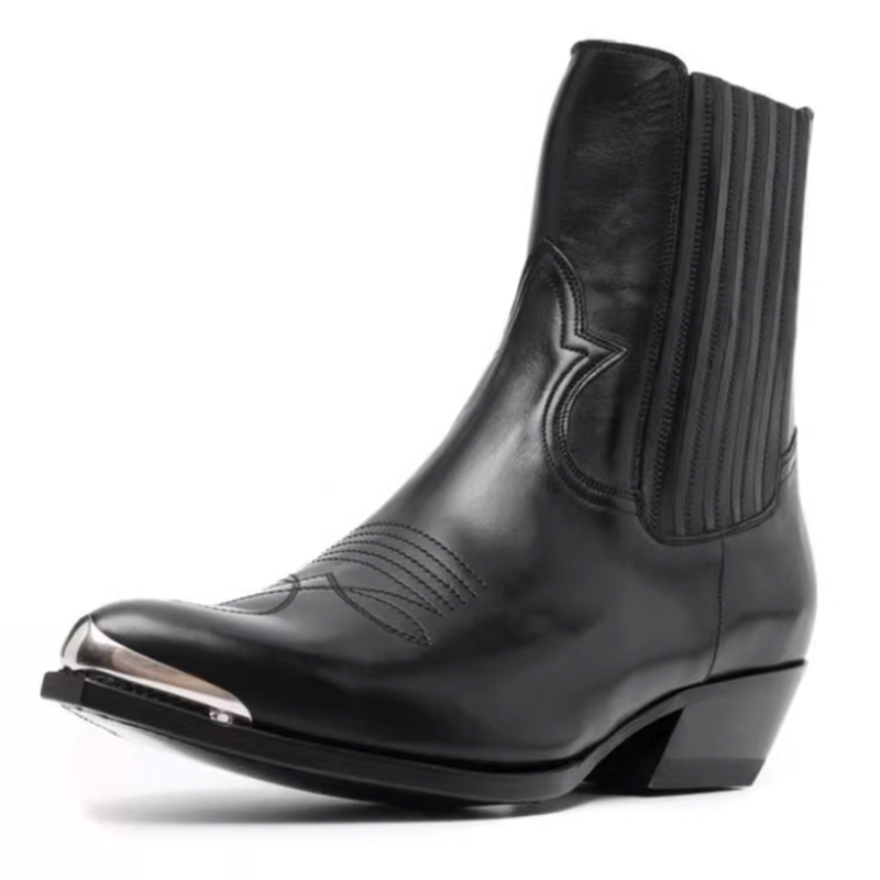 Women Formal Wear Western - Erkek Siyah Deri Western Chelsea Bilek
