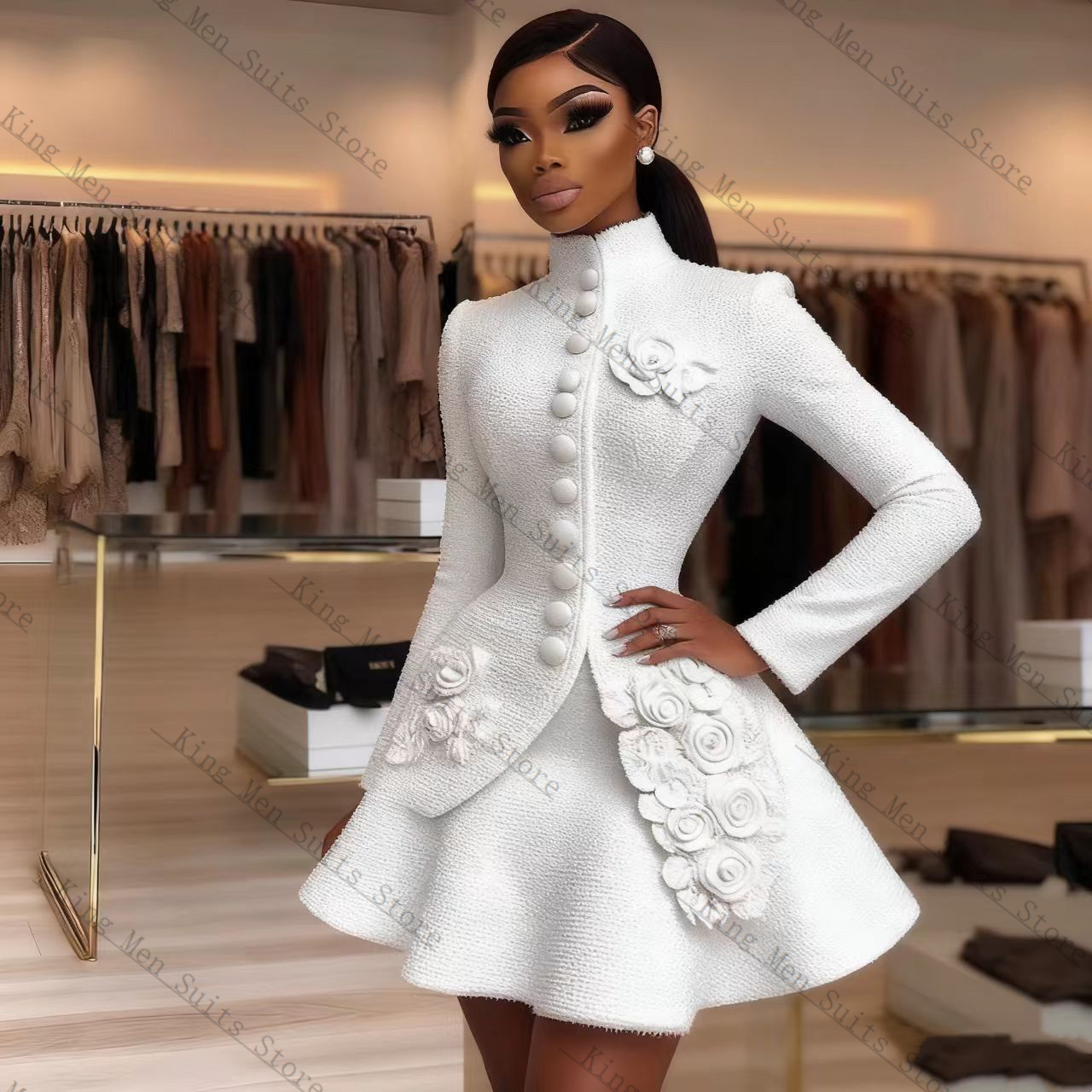 Women Luxury Formal Wear - Lüks Beyaz Kadın Takım Elbise Seti