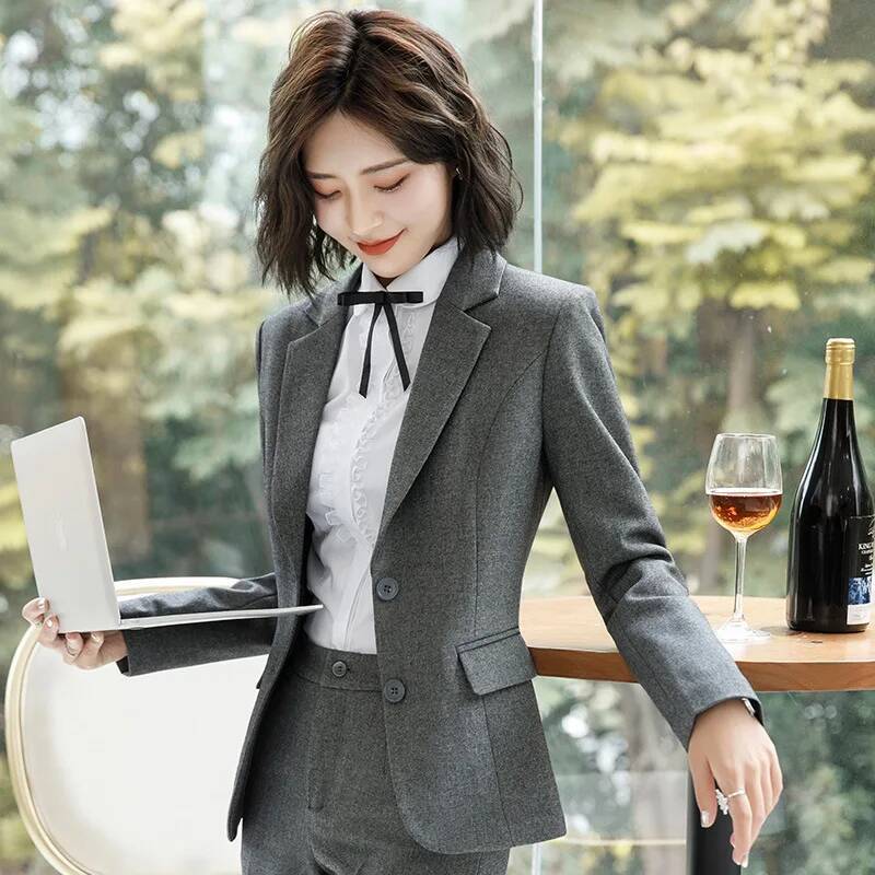 Formal Winter Wear Women Jacket - Yeni Gri Resmi Blazerler ve Ceketler