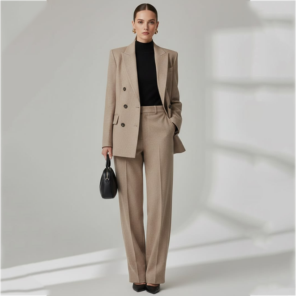 Women'S Formal Wear Jackets - Kadın Çift Düğmeli Takım Elbise Düz