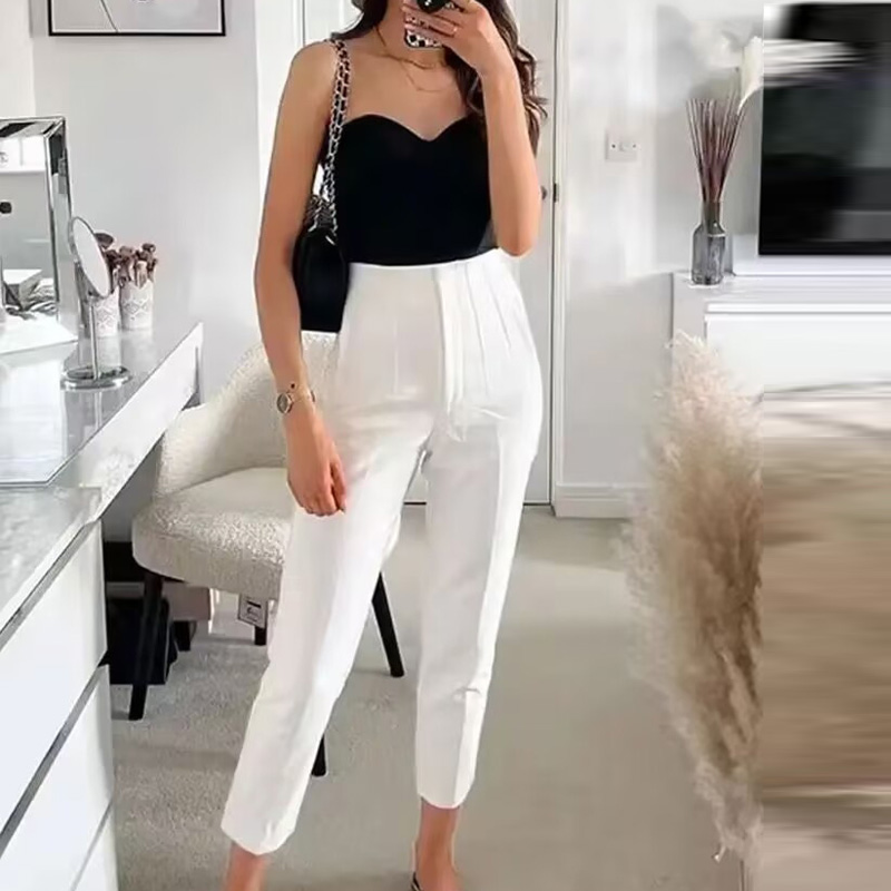 HXAO Bayan Pantolon Ofis Giyim - Women Formal Wear Black And White incelemesi ve fiyatı