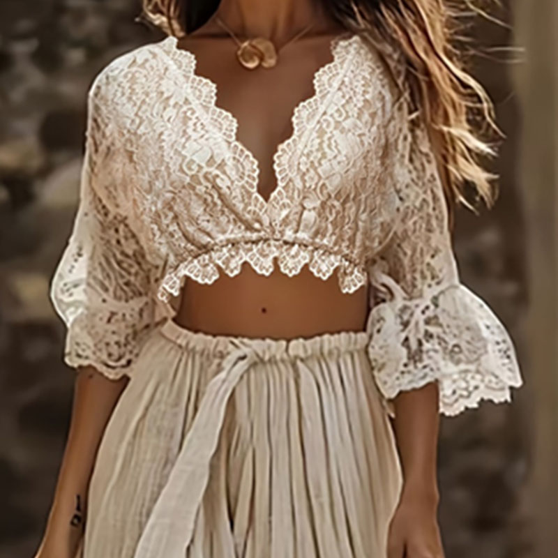 Kadınlar İçin Bohem Dantel İki - Women Formal Wear Set incelemesi ve fiyatı