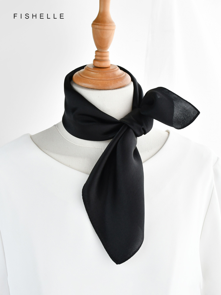 Katı renk siyah saf ipek eşarp - Scarf Silk Neck incelemesi ve fiyatı